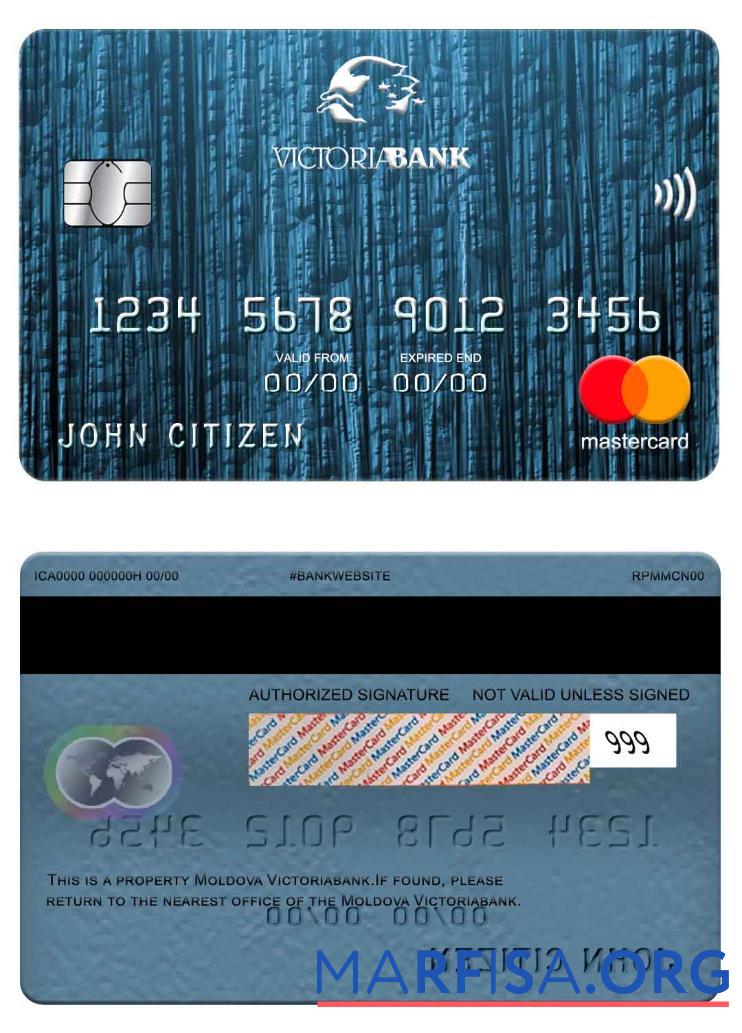 Printable Moldova Victoriabank mastercard real example